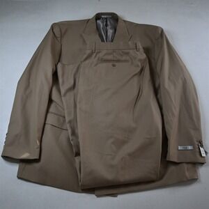 NEW Vinci 52L 46x38 Tan Brown Double Breasted Mens Jacket Pants Suit